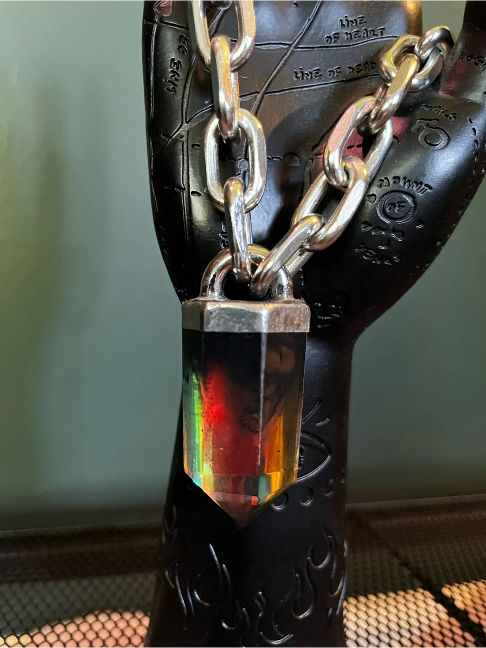 Love Rokz Iridescent Crystal Point Pendant Necklace
